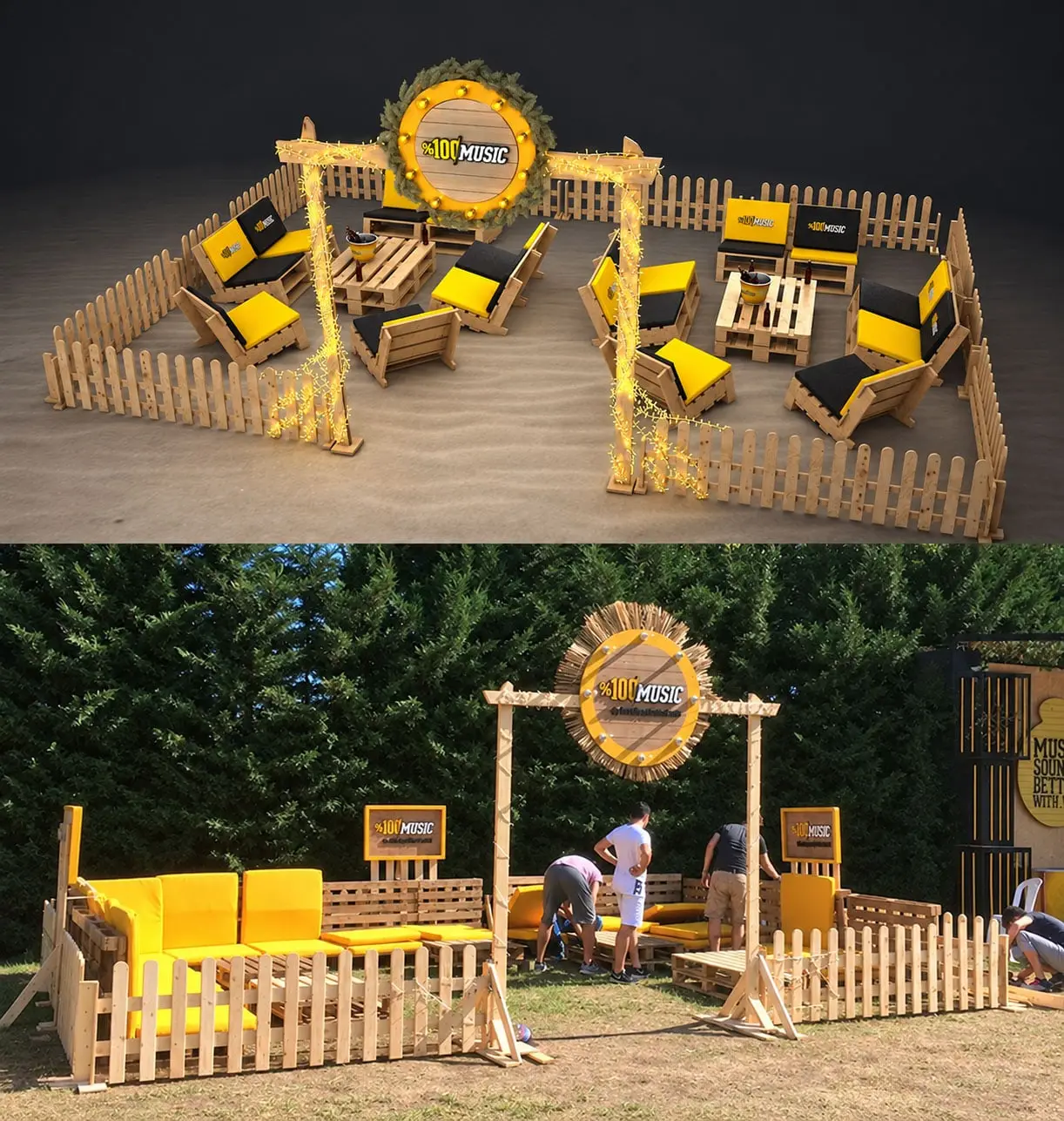 Wooden garden lounge
